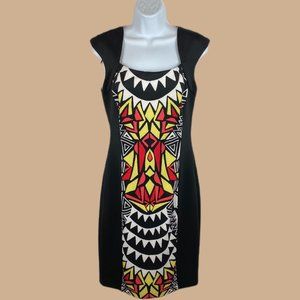 Sangria - Black / Multicolor Print - Bodycon Dress